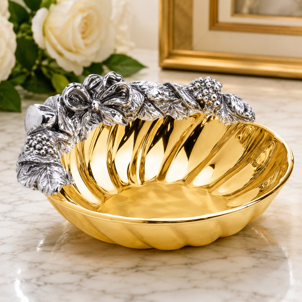 Bol decorativ placat cu aur și argint – Colecția Chinelli Italy