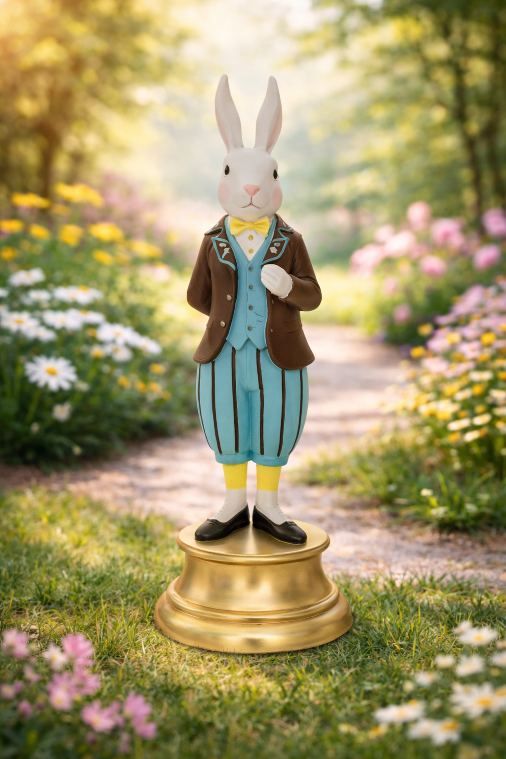 Figurină Grecească de Paște – Iepuraș Elegant în Costum Vintage