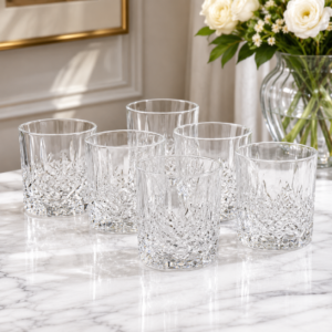 Set 6 Pahare din Cristal de Bohemia – Model Sheffield – 270 ml | Pentru Whisky | Fabricate în Cehia