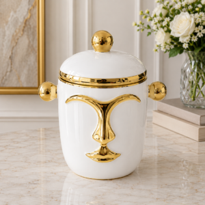 Cutie Decorativă Grecească – Design Artistic cu Accente Aurii