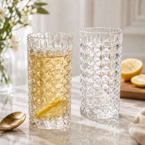 Set 6 Pahare din Cristal de Bohemia – Model Diamond – 260 ml | Pentru Apă și Suc | Fabricate în Cehia