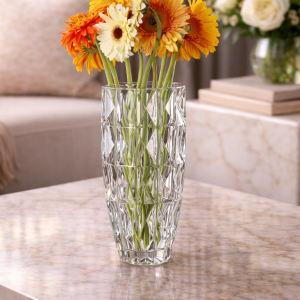 Vază din Cristal de Bohemia – Model Diamond – 33 cm | Design Geometric | Fabricată în Cehia