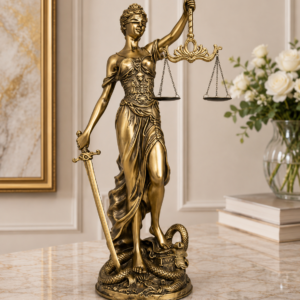 Statuetă Themis – Zeița Dreptății cu Sabie și Balanță