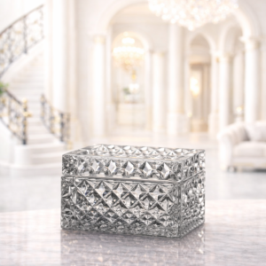 Tabacheră din Cristal Bohemia, 12 cm – Eleganță Clasică și Lucrătură Manuală