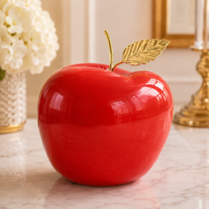 Decor fruct – Măr roșu cu frunză aurie
