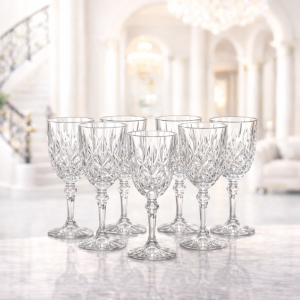 Set Pahare din cristal de Bohemia – model „Pinwheel” – pentru vin roșu / alb