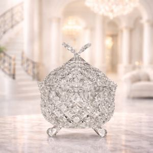Bombonieră din Cristal Bohemia „Butterfly”, 20 cm – Rafinament Clasic cu Detalii Lucrate Manual