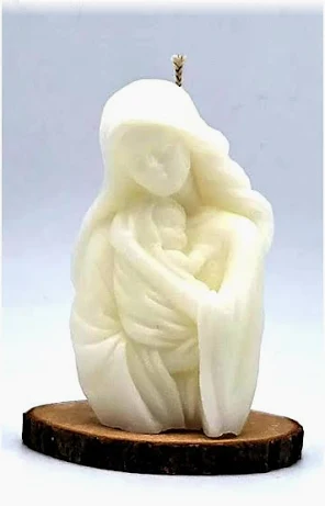 Lumânare handmade religioasă – Maica Domnului cu Pruncul