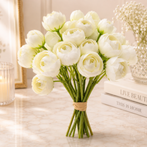 Buchet decorativ artificial – flori albe elegante