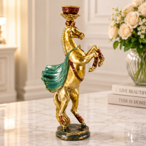 Suport decorativ pentru lumânare – Cal regal ornamentat
