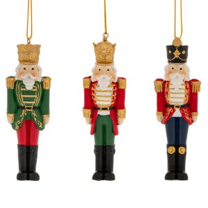 Set 3 ornamente soldăței Spărgătorul de Nuci, suspendabile