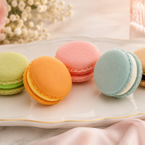 Set decorativ macarons colorate, aspect realist