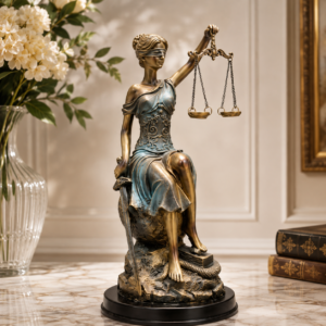 Statueta Justitia cu balanta si sabie