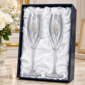 Set pahare sampanie elegante cu finisaj silver