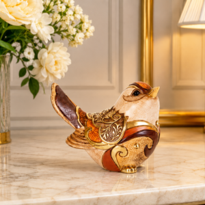 Figurină decorativă , ornament elegant alb-auriu