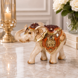 Statuetă decorativă „Dansatoare Elegance” – figurină artistică alb-aurie