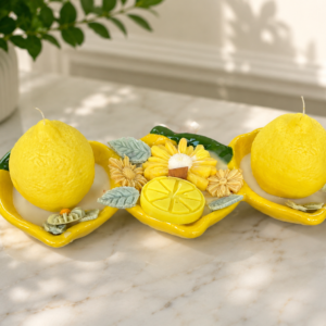 Set decorativ Lemon  – Lumânări parfumate cu lămâie și flori