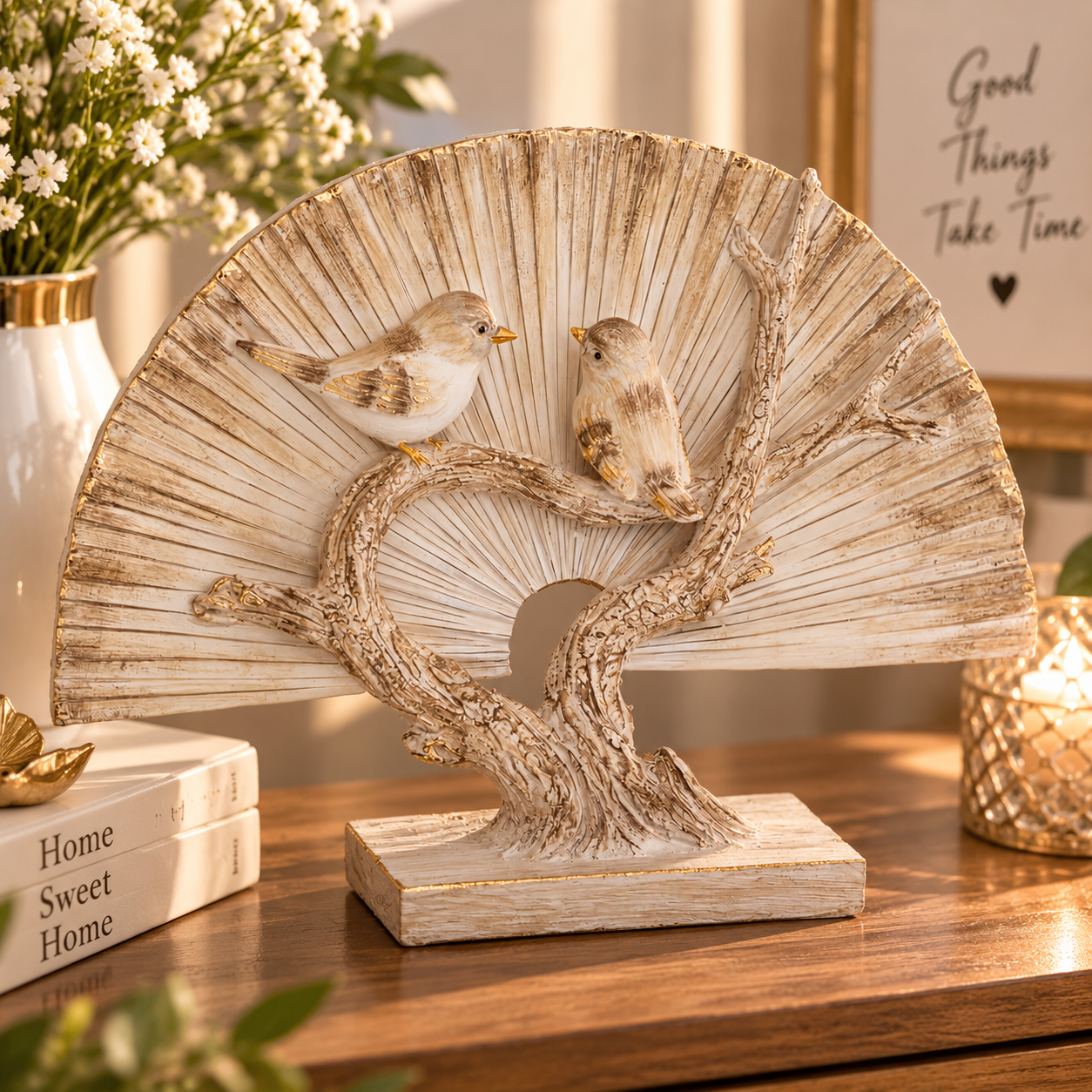 Decorațiune cu două păsări – simbol al armoniei și eleganței