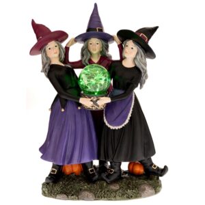 Figurină Decorativă Vrăjitoare cu Dovleci și Carte – Decorațiune Halloween
