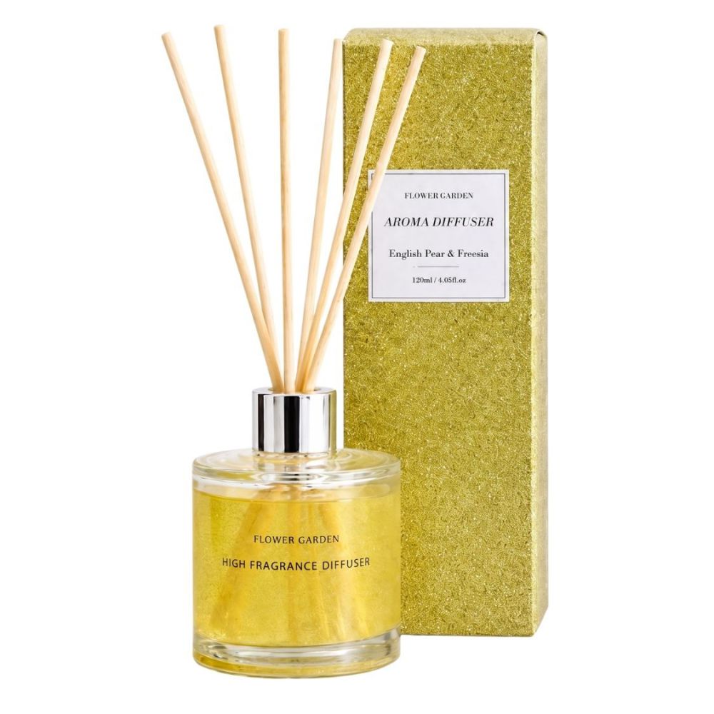 Difuzor de parfum „Flower Garden – English Pear & Freesia” cu sclipici